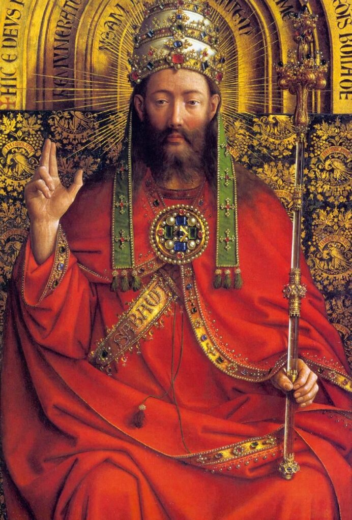 Jan van Eyck The Ghent Altarpiece God Almighty detail WGA07631 ciel