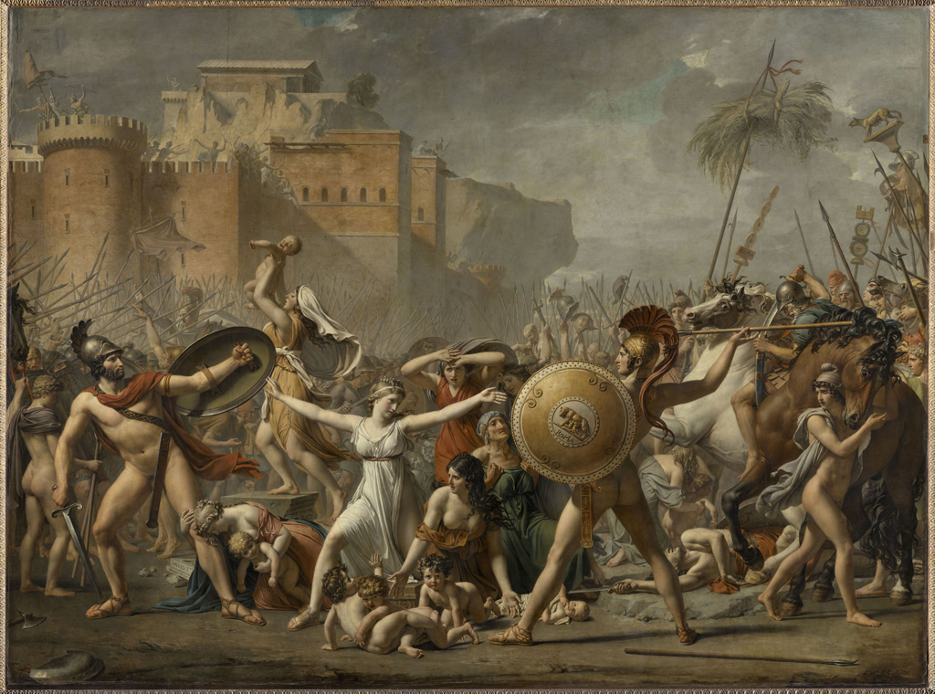Jacques-Louis David, Les Sabines, 1799. Huile sur toile, h. 385 ; l. 522 cm. Paris, musée du Louvre © GrandPalaisRmn (musée du Louvre) / Mathieu Rabeau / Sylvie Chan-Liat. Jacques-Louis David