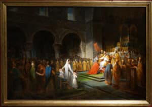 Saint Louis (3/8) : Sous le manteau fleurdelisé du sacre 2 Couronnement de Pepin le Bref Francois Dubois 08266 sacre
