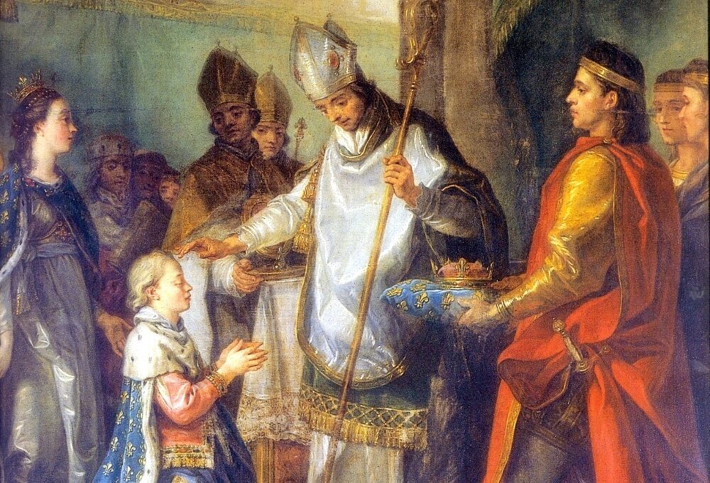 Le_Sacre_de_saint_Louis_-_Charles-Amedee_Van_Loo sacre de saint louis manteau fleurdelisé