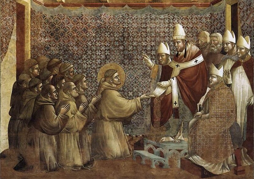 Giotto_di_Bondone_-_Legend_of_St_Francis_-_7._Confirmation_of_the_Rule_-_WGA09128 Saint François jubilé franciscain